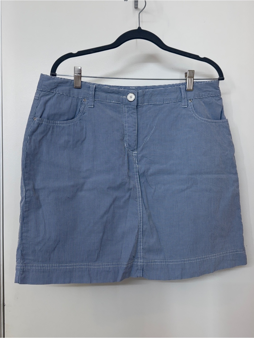 Karen Scott Womens Size 12 Blue White Pinstripe Skort A-Line 7" Inseam